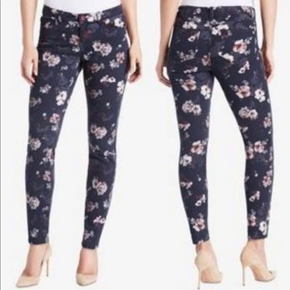 Vintage America Blues Floral Skinny Jeans | Dark Wash | Size 10